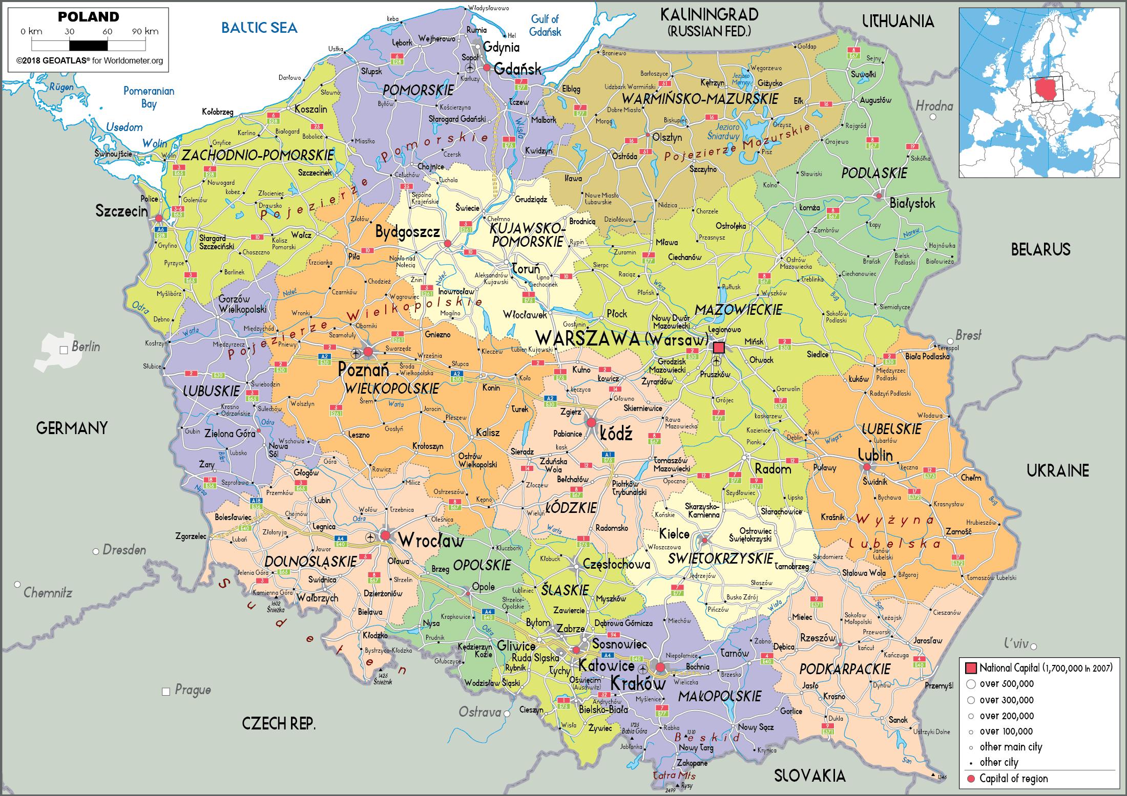 Harta Polonia și în țările Din Jur 